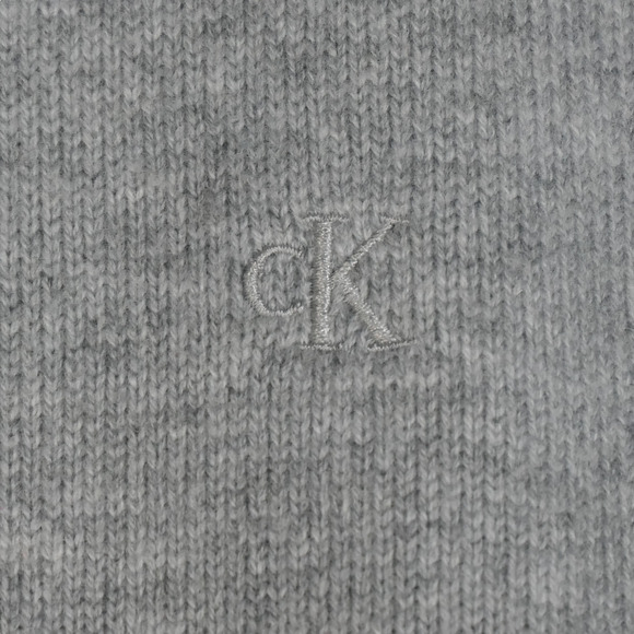 Calvin Klein Wool Cashmere Gray Sweater Men Large Long Sleeve Mock Neck Logo - Picture 3 of 9